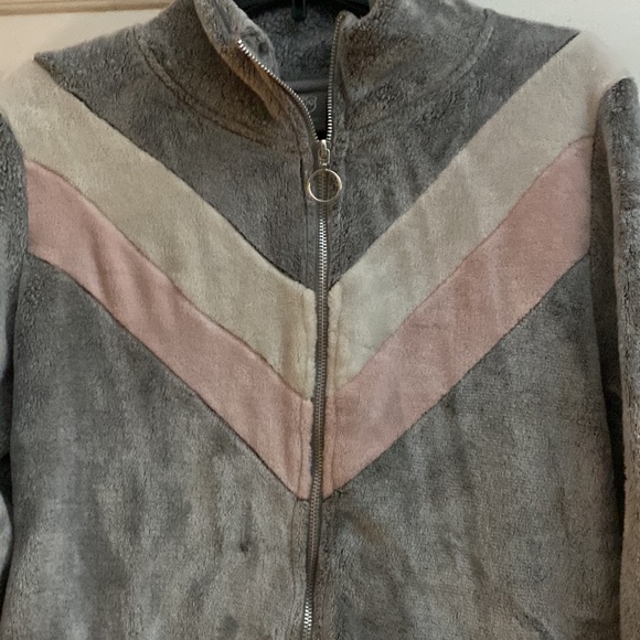 Daisy Fuentes fit faux fur plush zip up sweat jacket like new super soft - Picture 2 of 6